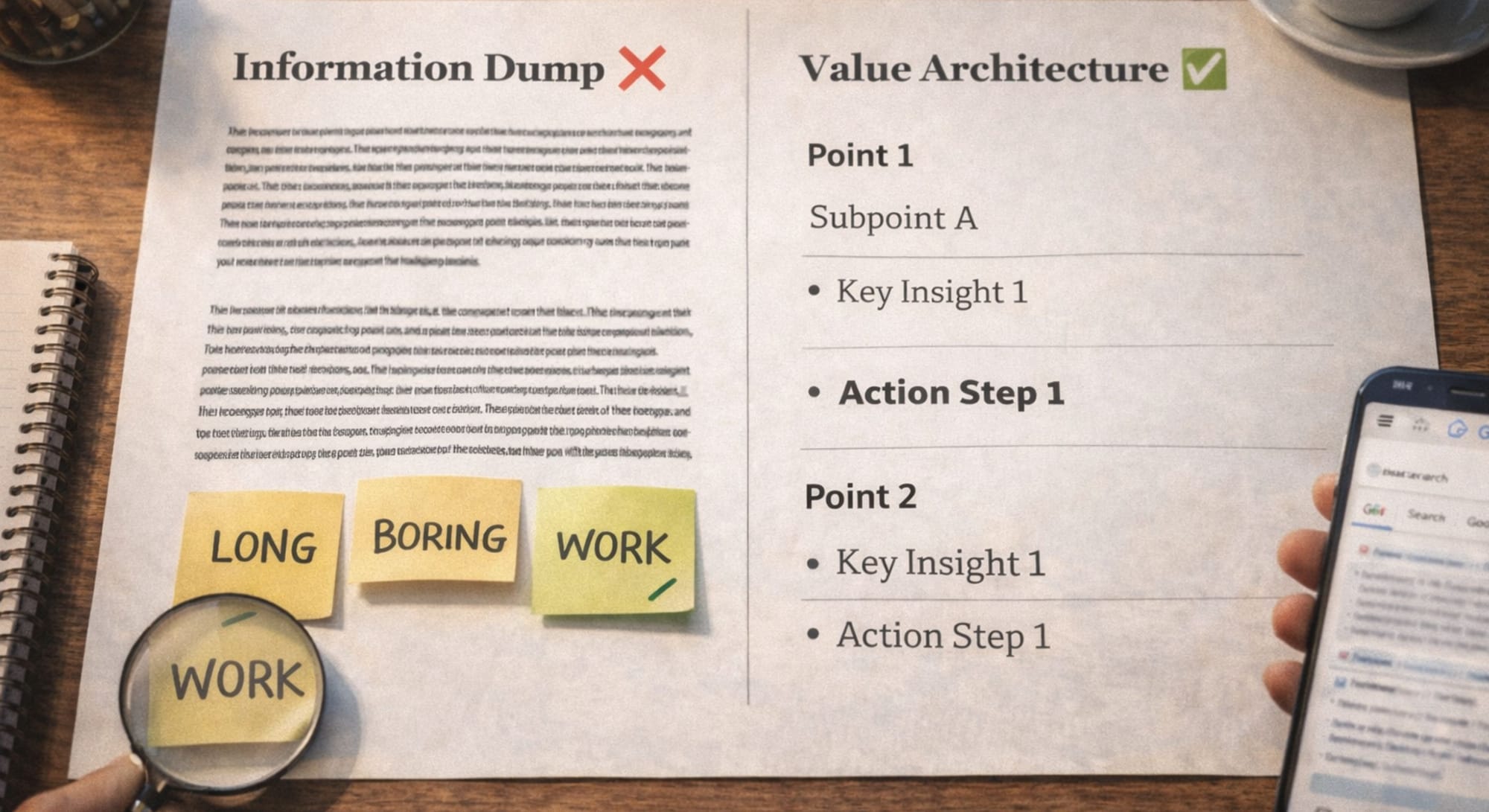 Information Dump vs. Value Architecture