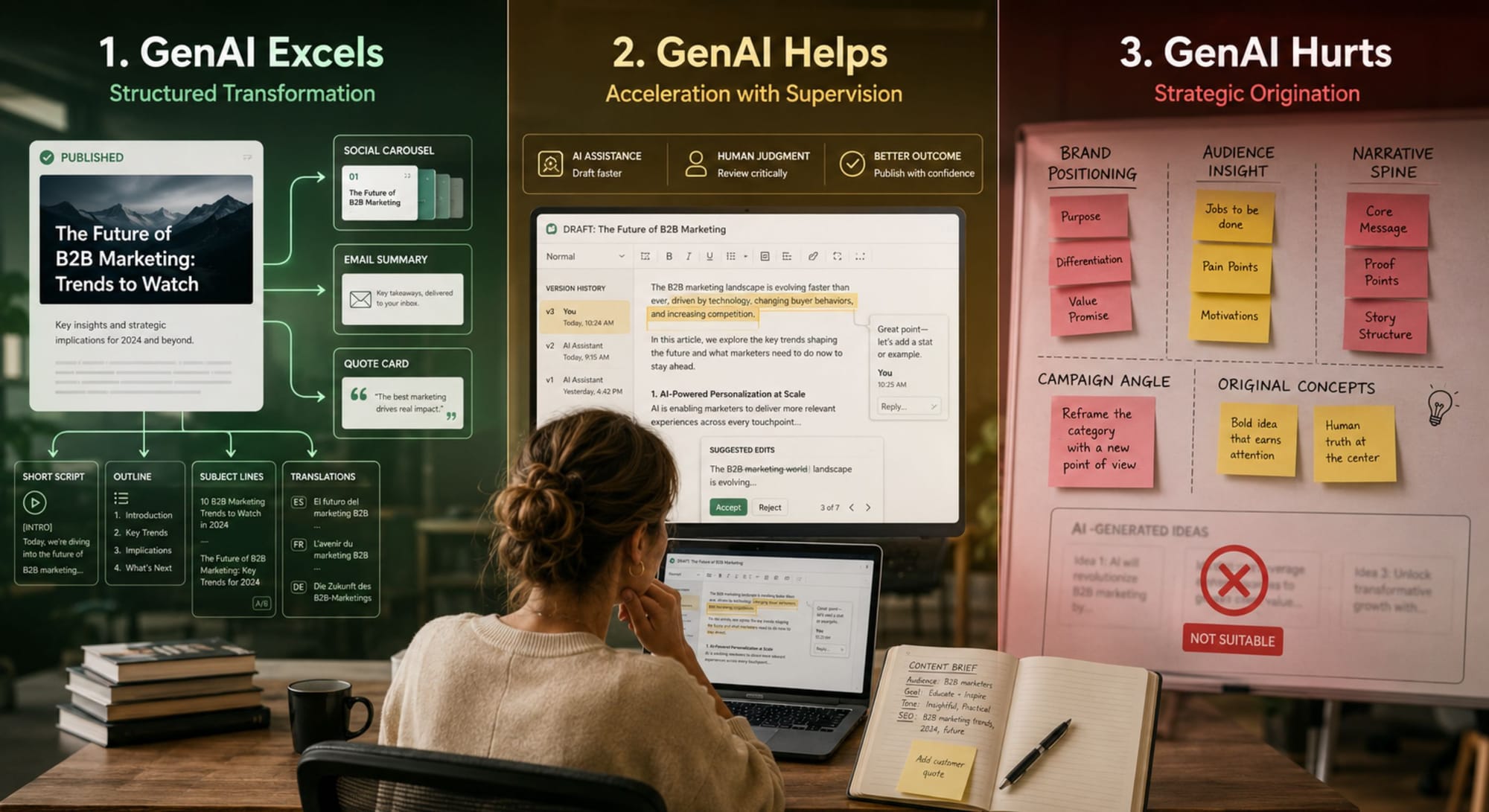 Three Categories of Content Tasks: Where GenAI Belongs and Where It Does Not