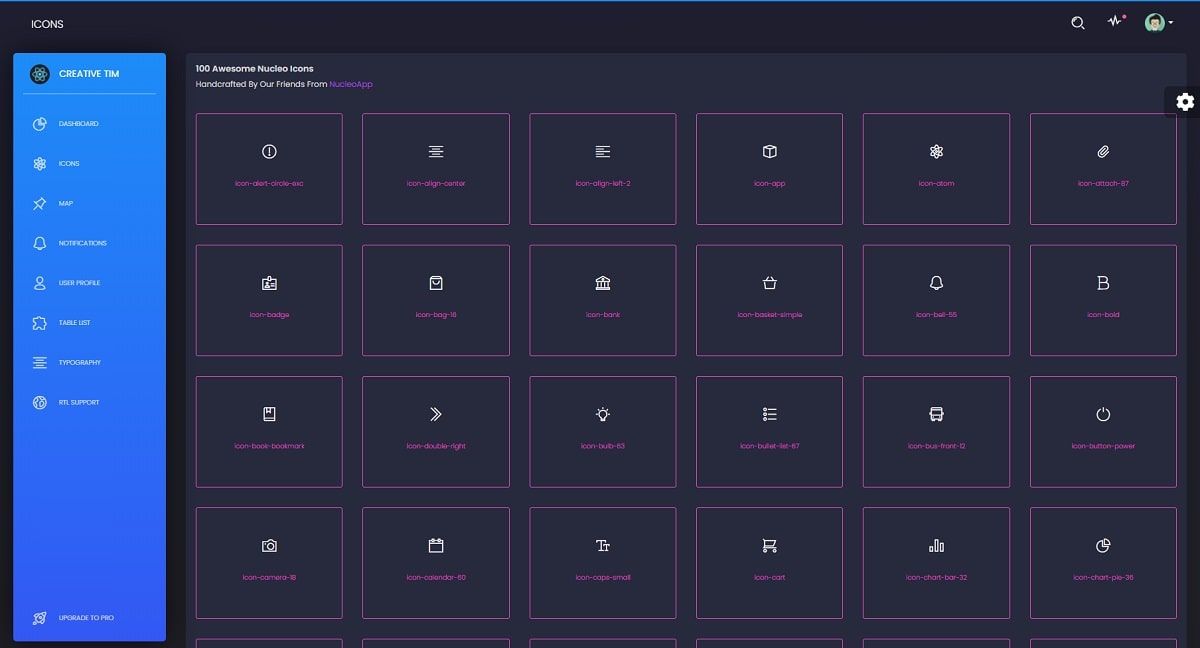 Black Dashboard React - UI Icons.