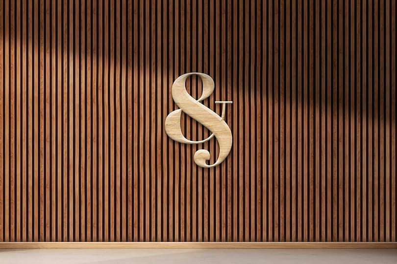 Wood Wall Logo Mockup with Shadow