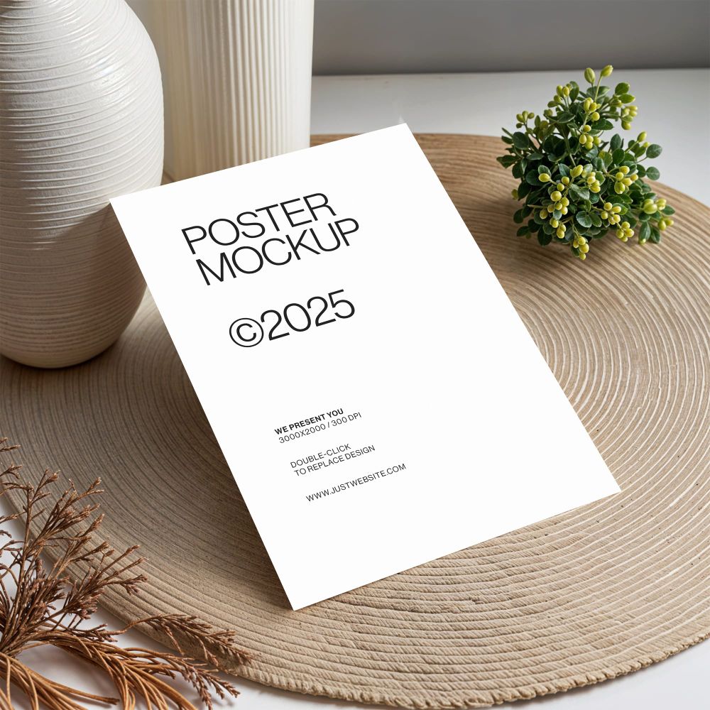 Minimal Poster Mockup Presentation with Decorative Elements