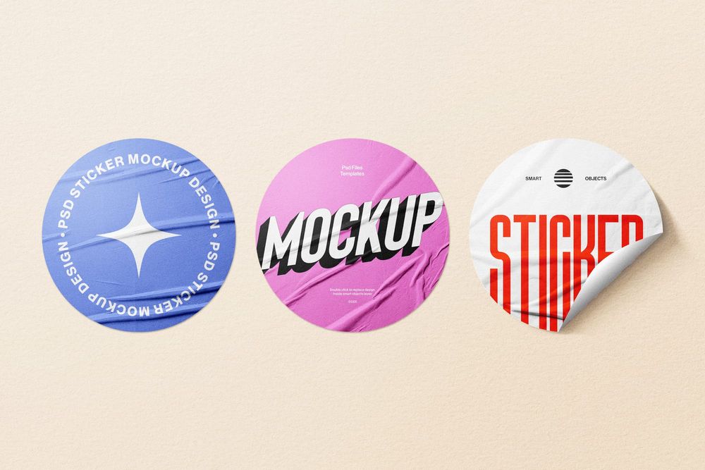 Premium Glued Sticker Mockup