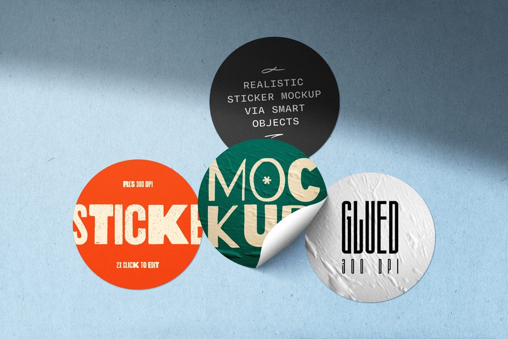 Glued Circle Sticker Mockup