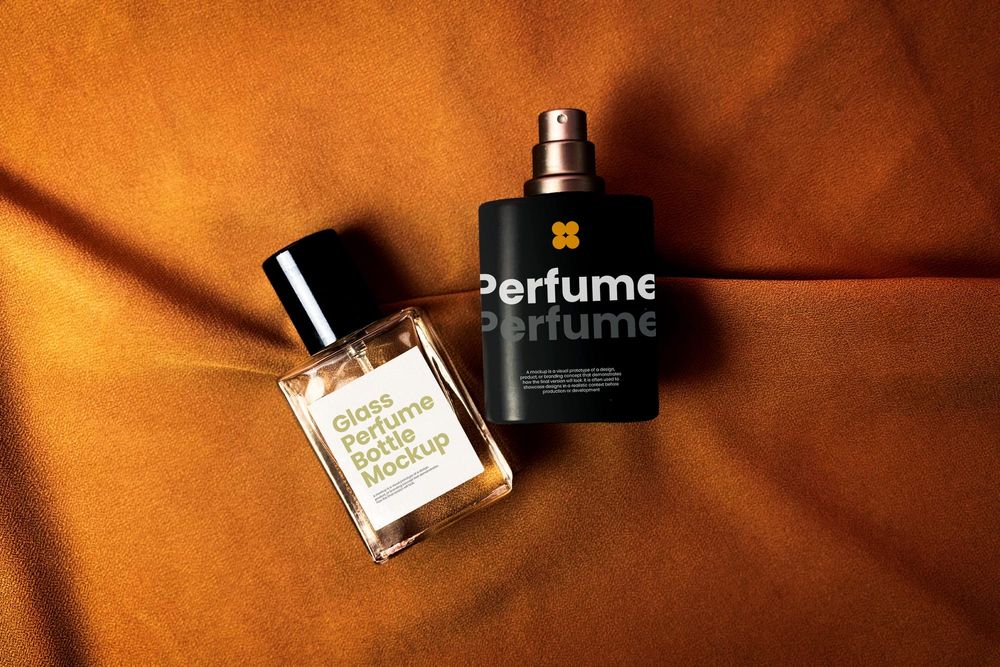 Perfume Bottle Mockup on Fabric