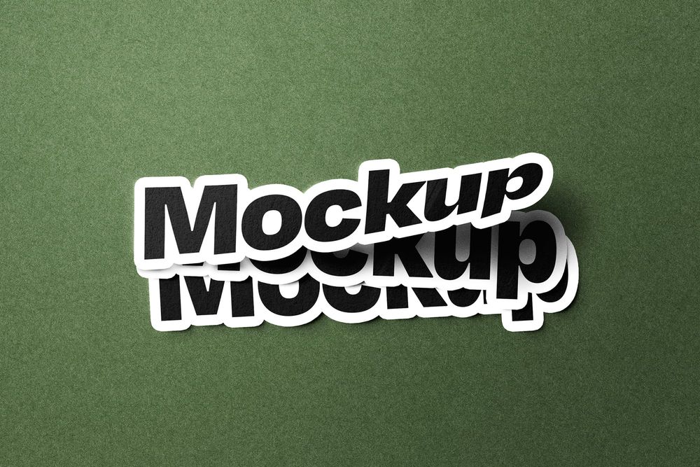 Sticker Mockup with Olive Green Textured Background