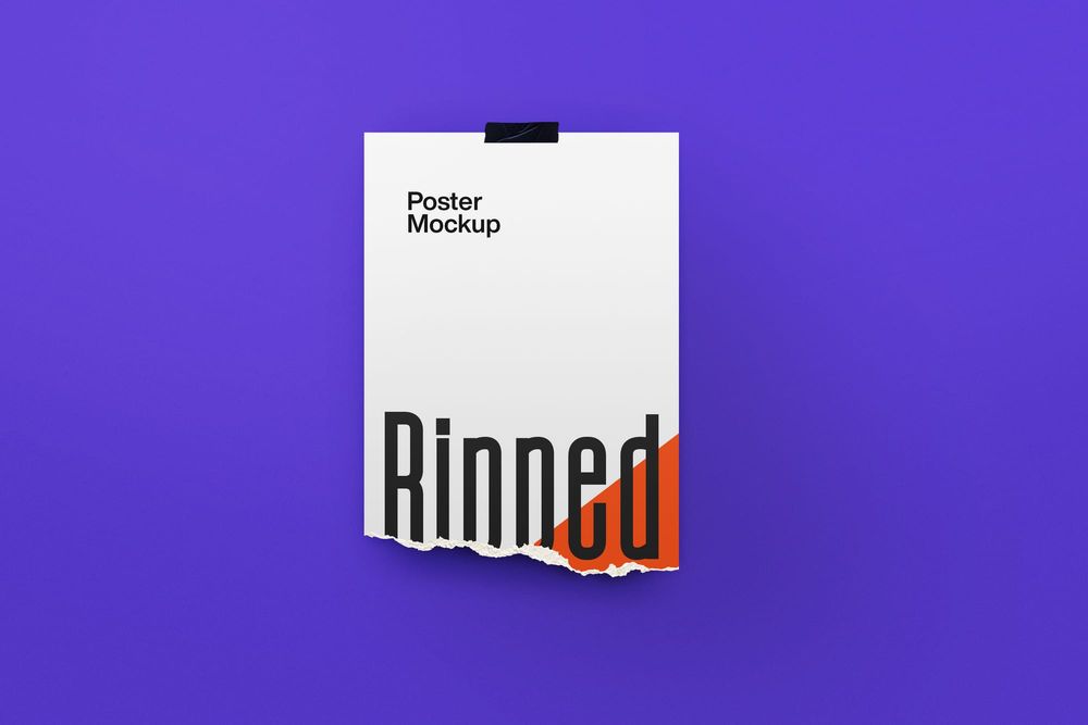 Bold Purple Ripped Poster Mockup