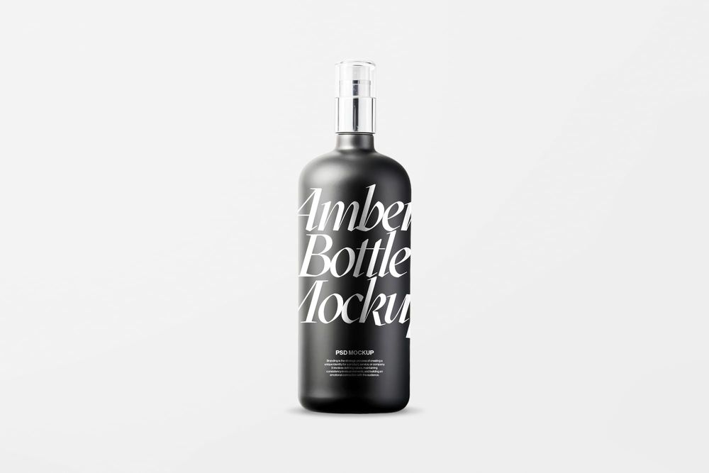 Black Amber Bottle Mockup