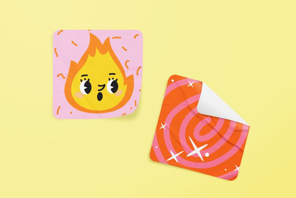 Two Sticker Glued Mockup