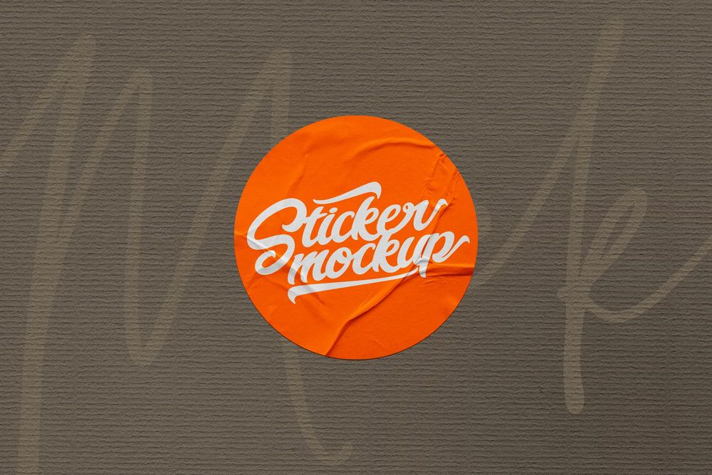Orange Sticker Mockup