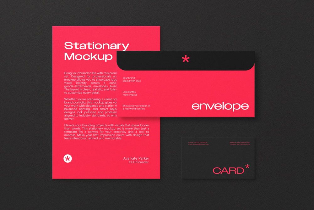 Calming Red Stationary Mockup