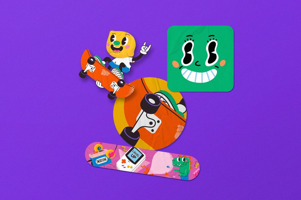 Vibrant Cartoon Sticker Pack Mockup