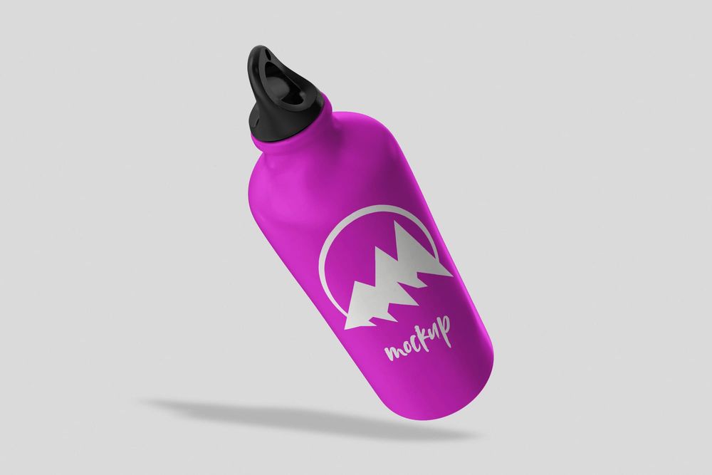 Sport Bottle Mockup Purple Color with Mountain Logo