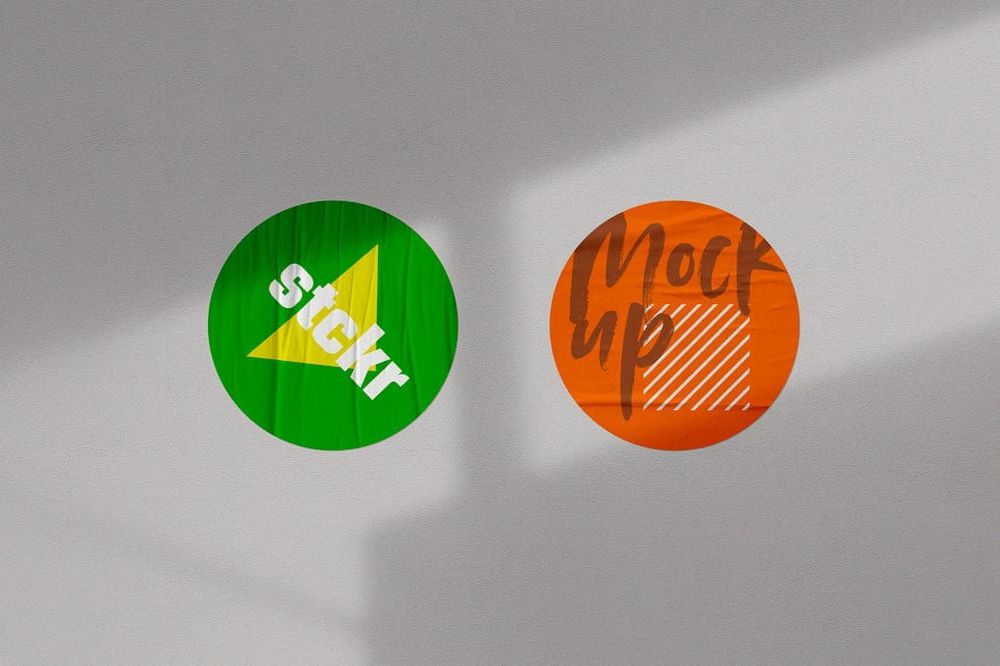 Two Round Sticker Mockup
