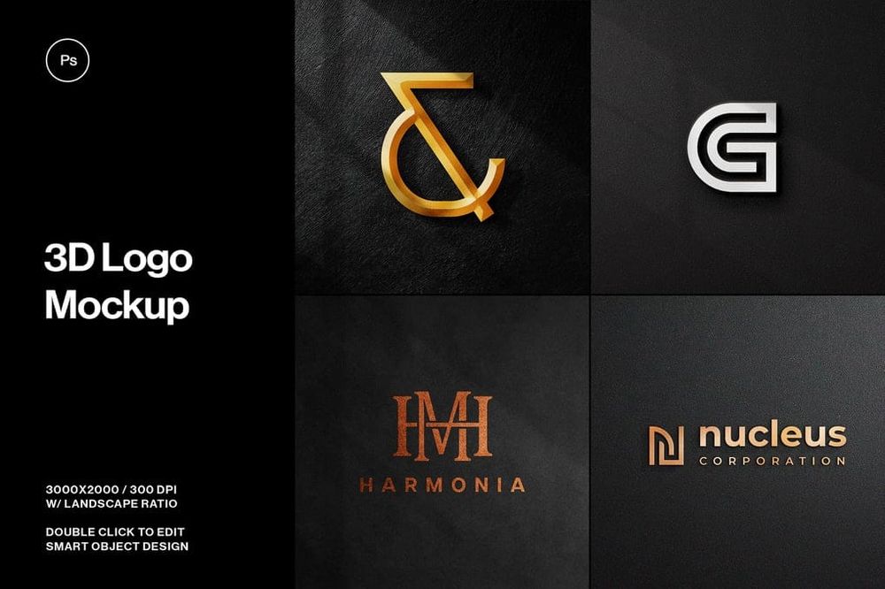 Minimalist 3D Logo Mockup Set