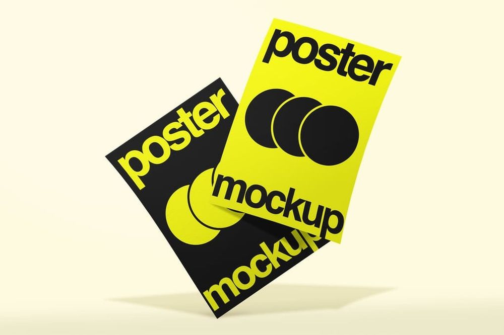 Black & Yellow Paper Poster Mockup