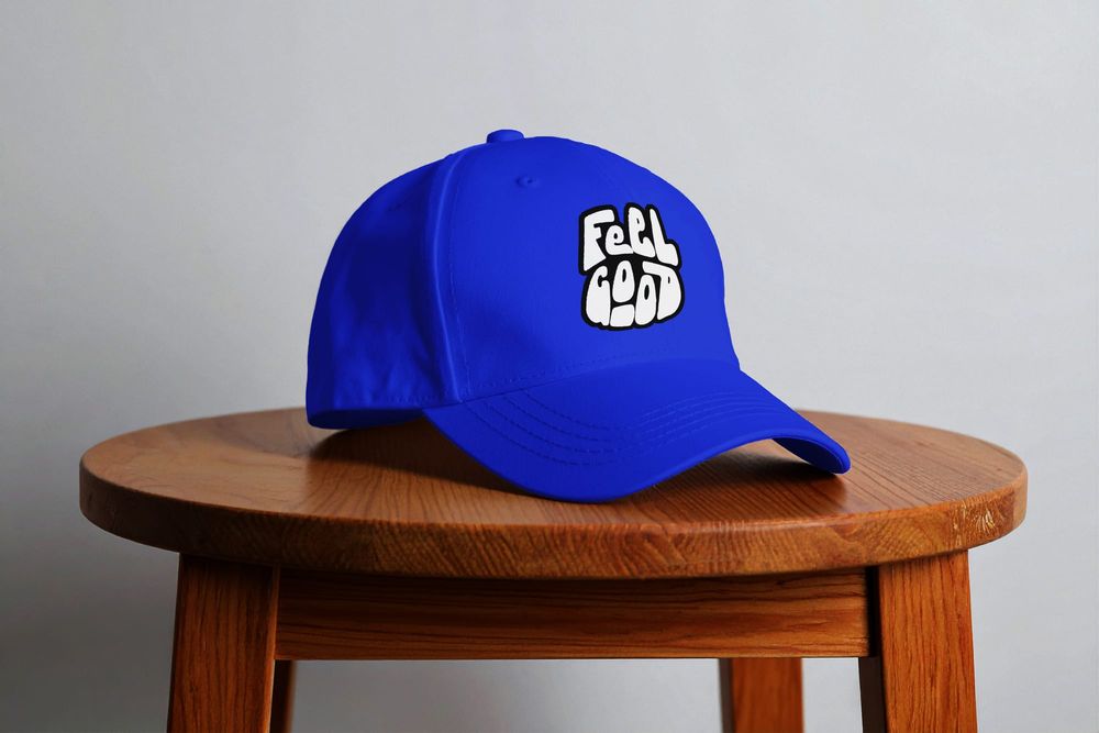 Minimalist Baseball Cap Mockup on Wooden Stool