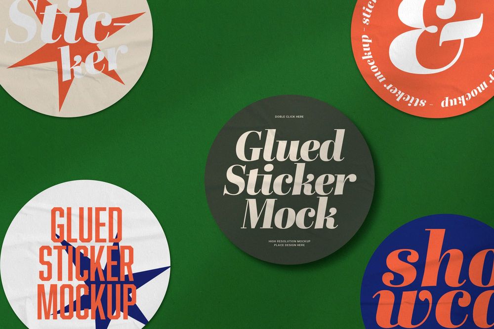 Simple Glued Sticker Mockup
