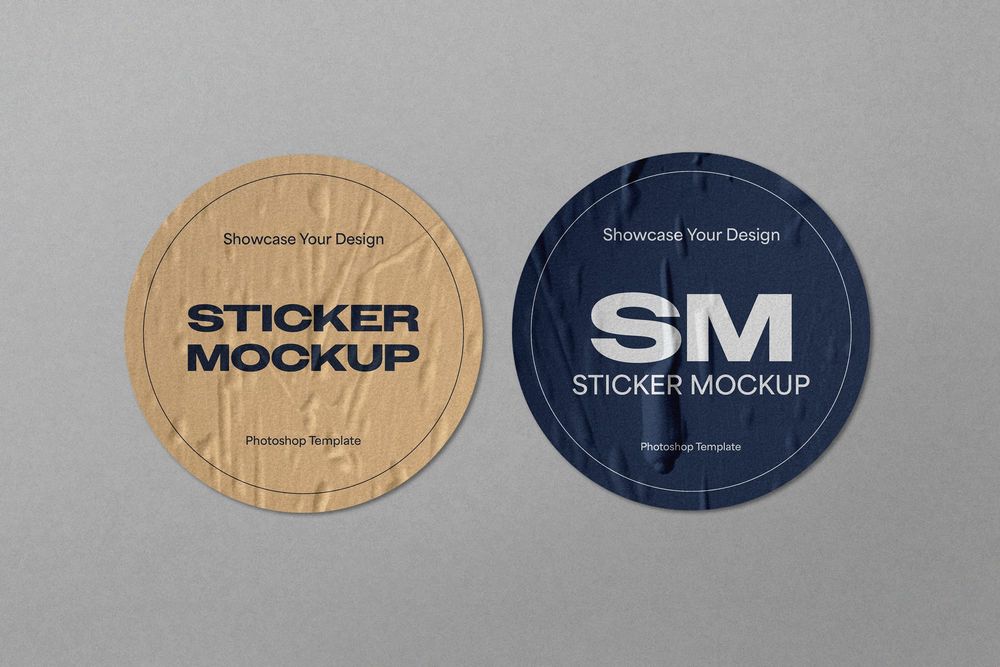 Creative Glued Sticker Mockup