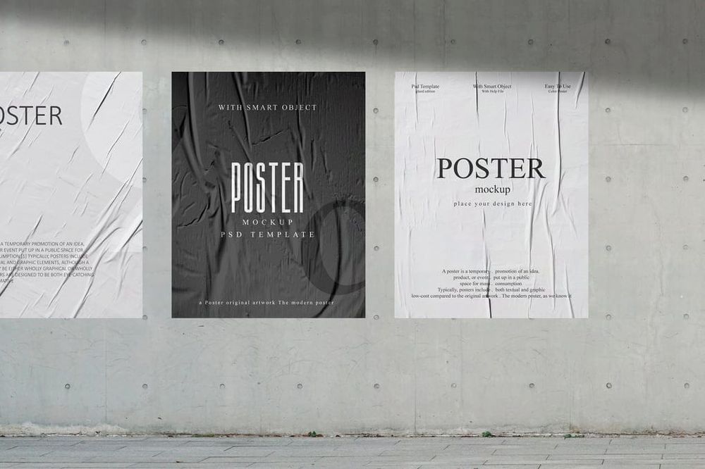 Glued Street Wall Poster Mockup