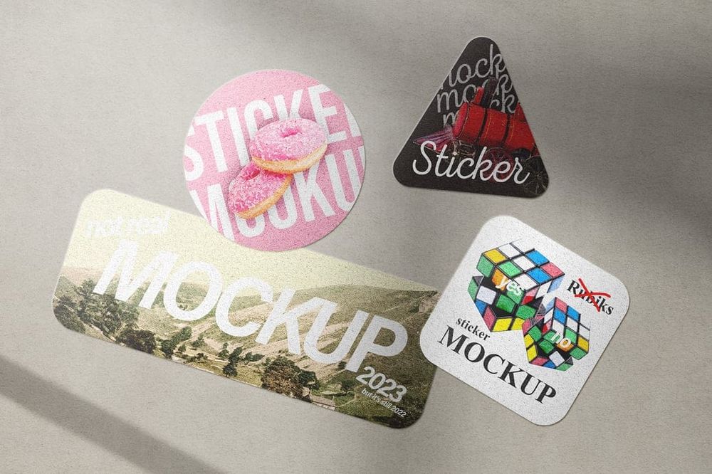 Paper Geometric Sticker Mockup