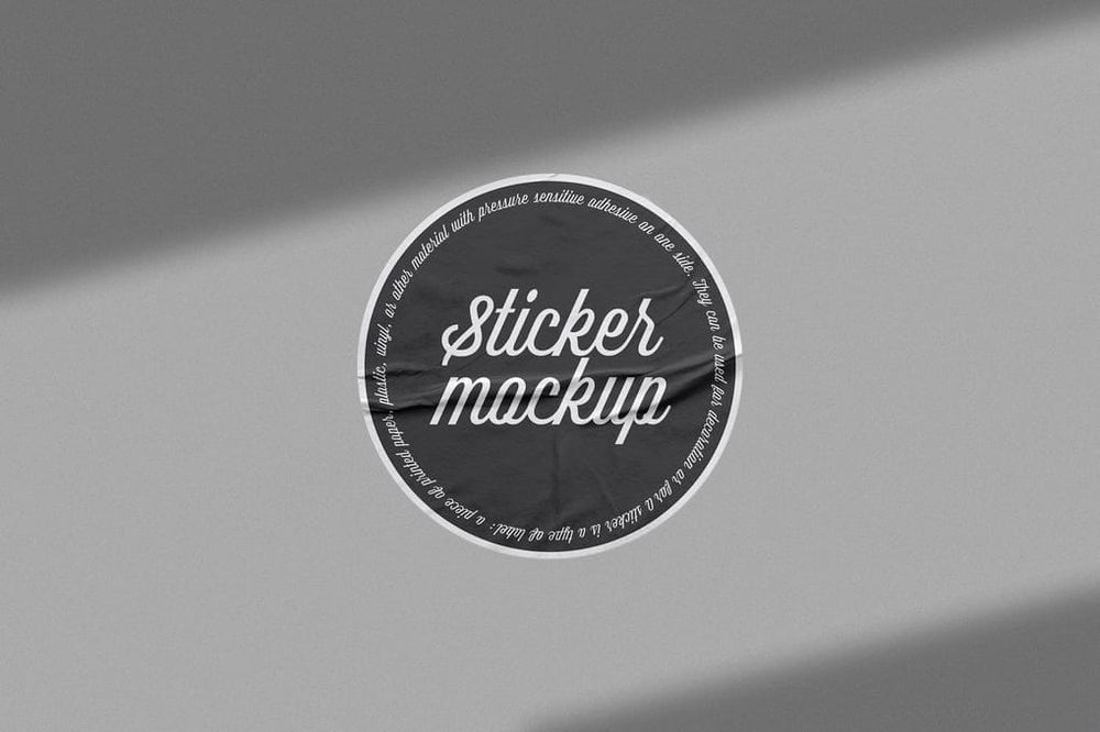 Rounded Sticker Mockup With Shadow