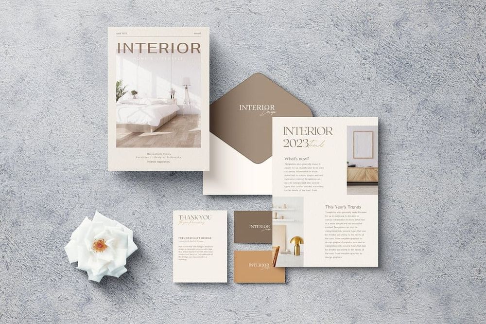 Stationery Branding Mockup With Wall Background