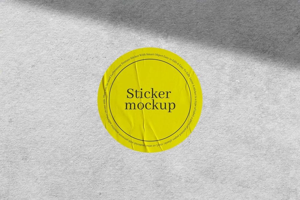Yellow Rounded Sticker Mockup