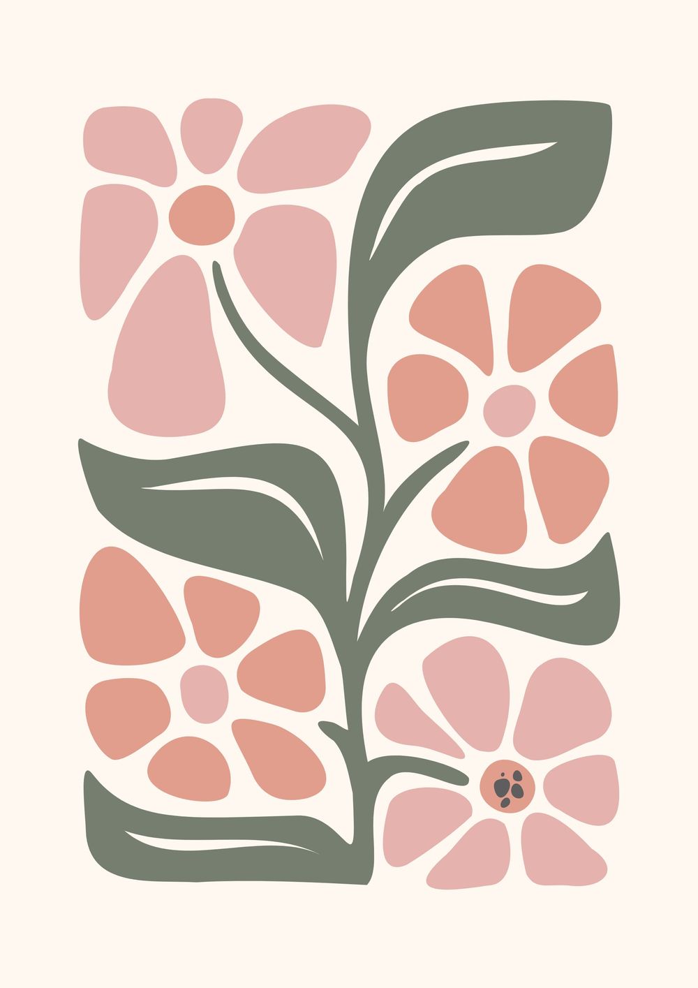 Boho Abstract Flowers Wall Art Poster