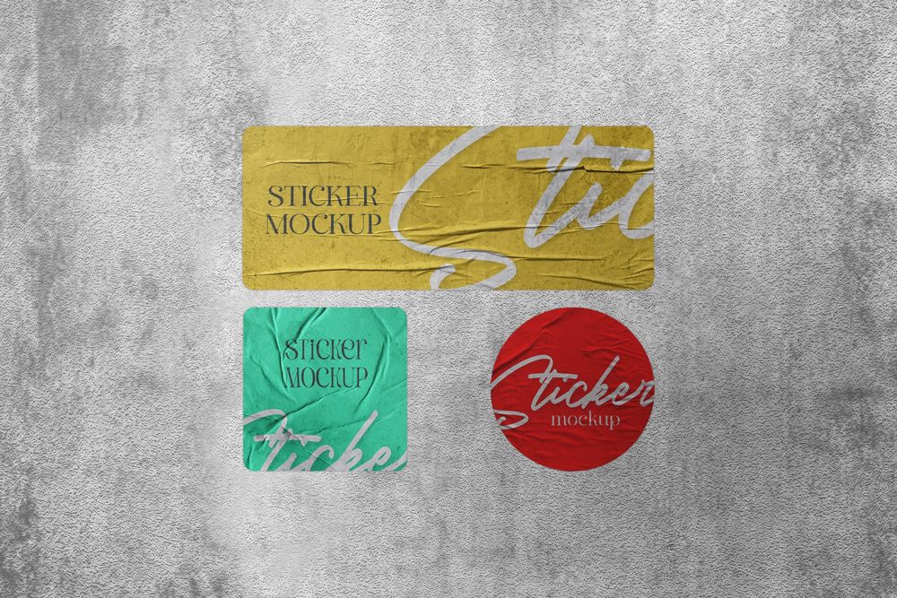 Peel and Wrinkled Sticker Mockup
