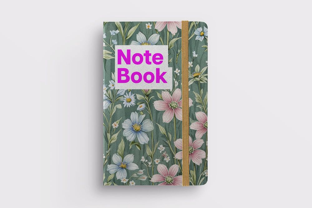 Notebook Flowers Mockup