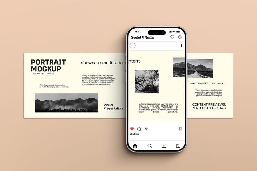 Portrait Carousel Instagram Post Mockup
