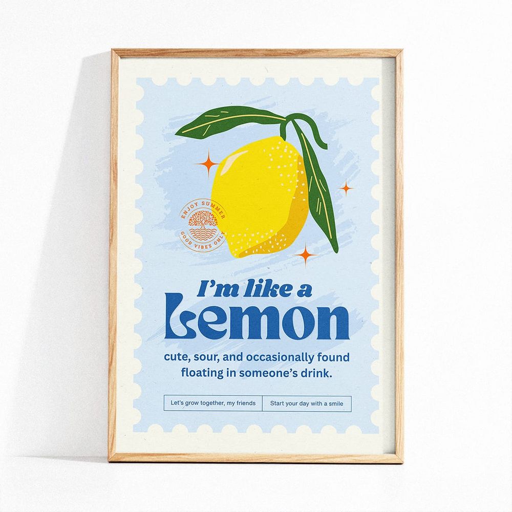 Summer Vibes Lemon Frame Poster Mockup