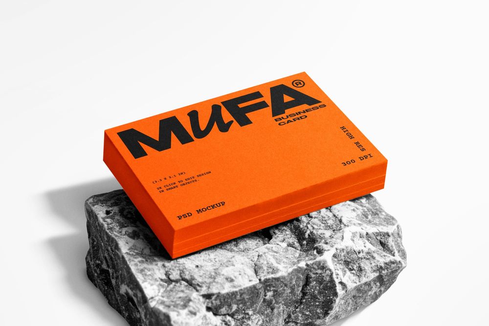 Stacked Business Card Mockup On Stone