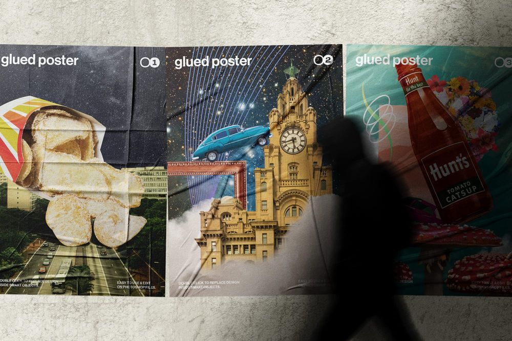 Glued Poster Mockup