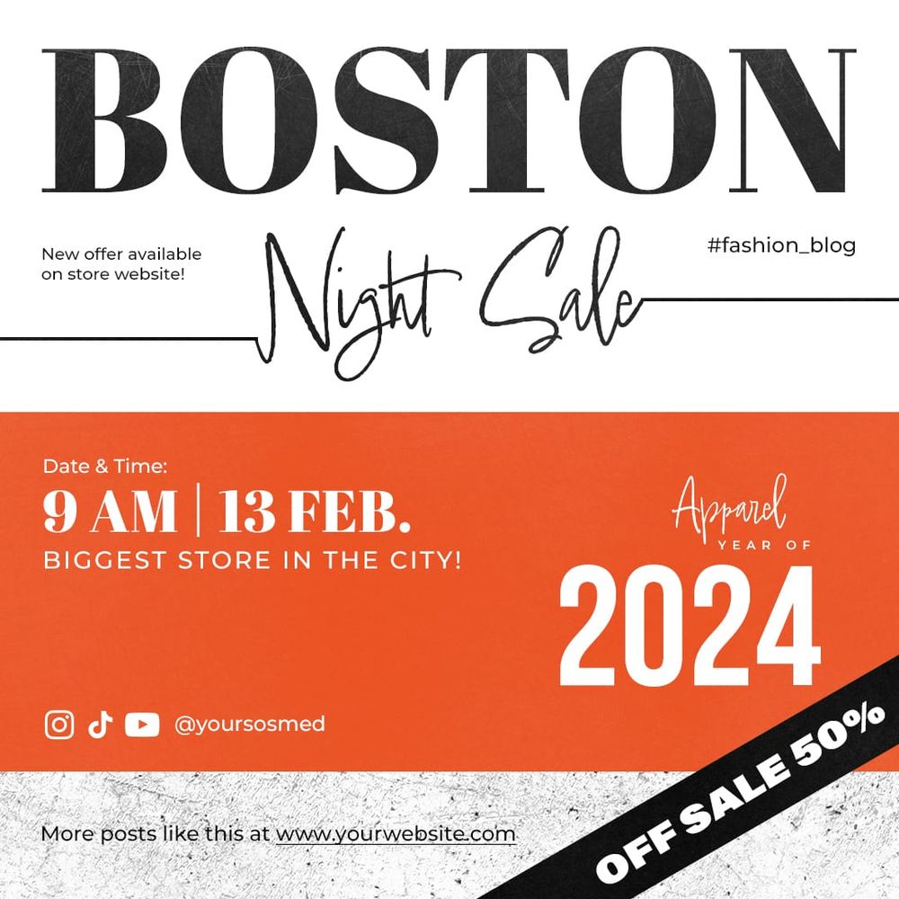 Boston Night Sale Instagram Post Template