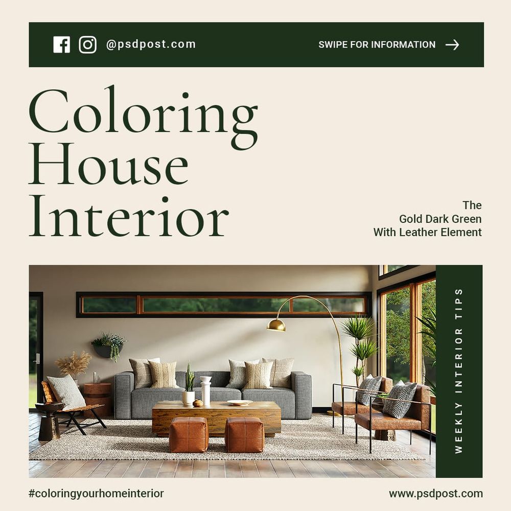 Coloring House Interior Instagram Post Template