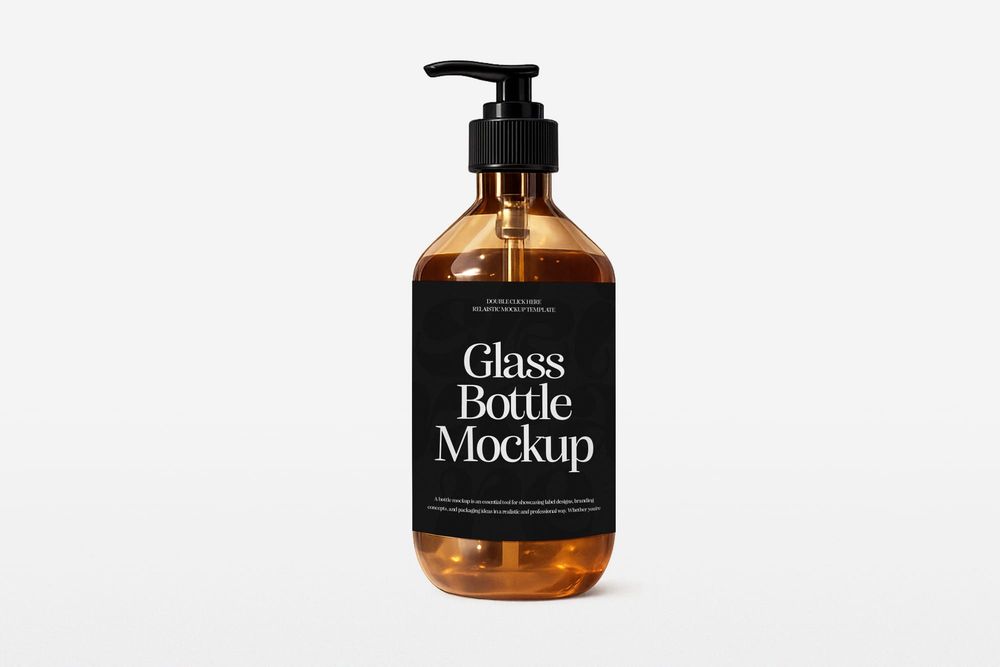 Amber Glass Bottle Mockup
