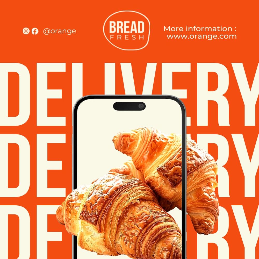 Delivery Croissant Orange Instagram Post