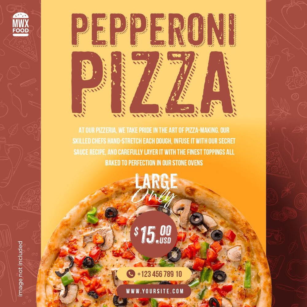 Pepperoni Pizza Instagram Post Template