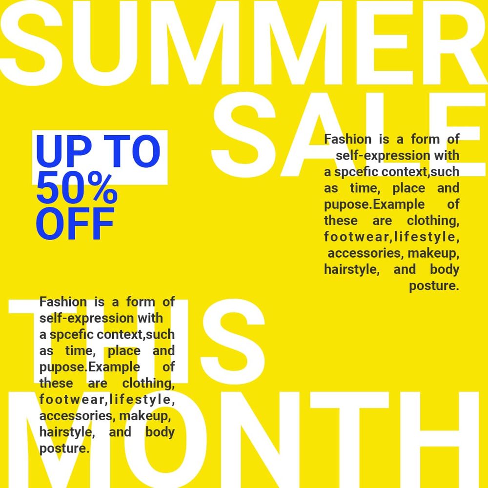 Yellow Summer Sale Instagram Post Template