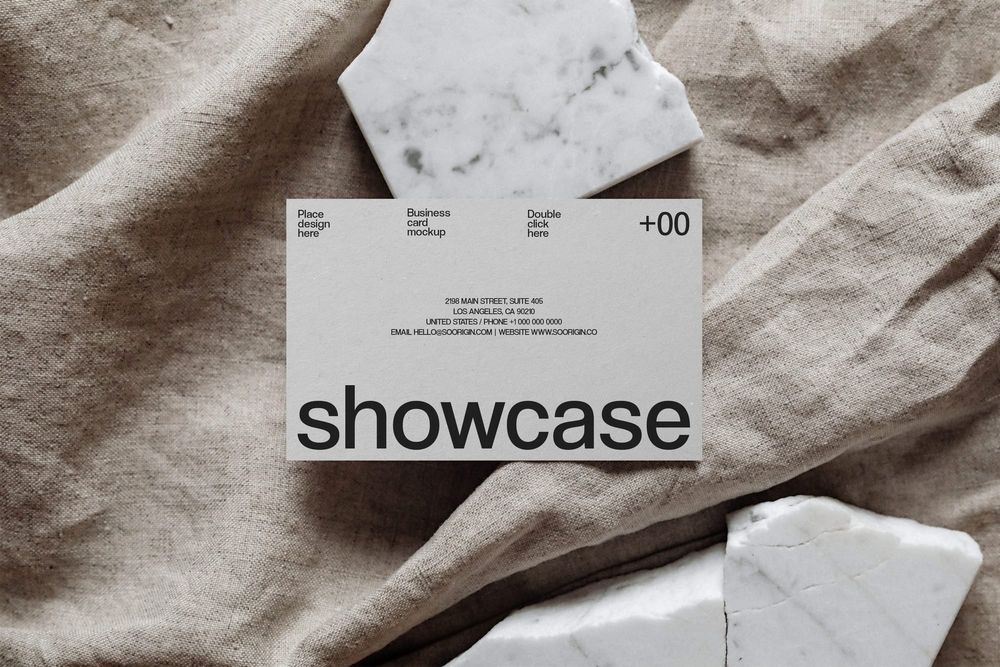 Linen Fabric Business Card Mockup