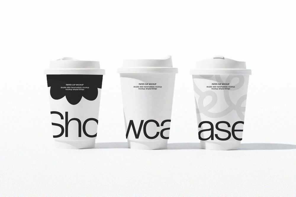Three Paper Cups Branding Mockup