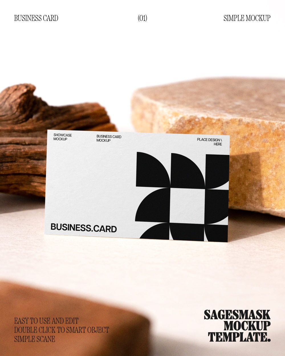 Minimal Stone Business Card Mockup