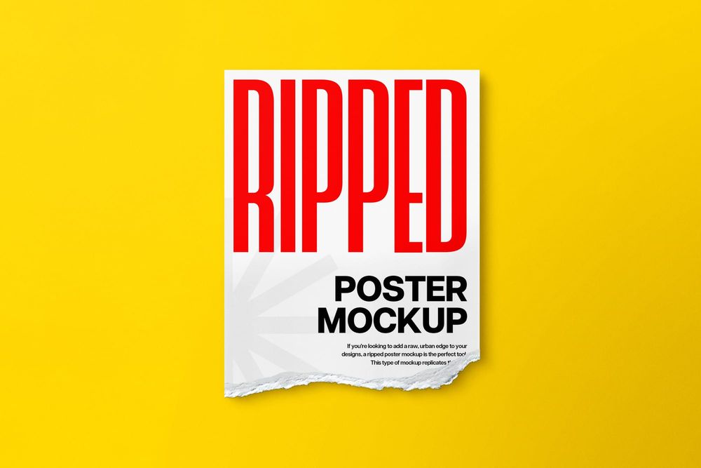 Ripped Paper Mockup on Yellow Background