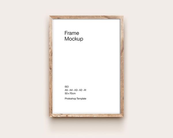 Brown Wooden ISO Frame Mockup with Isabelline Color
