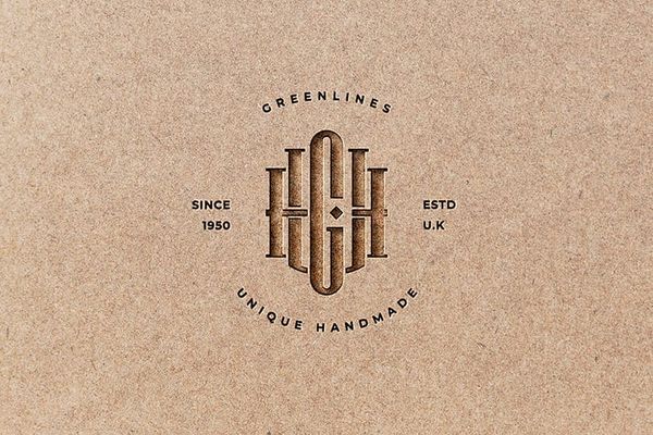 Debossed Monogram Paper Logo Mockup