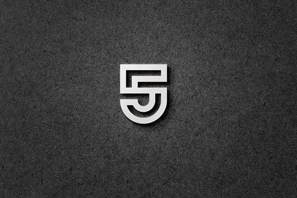 Emboss Silver 5 Logo Mockup on Paper Texture
