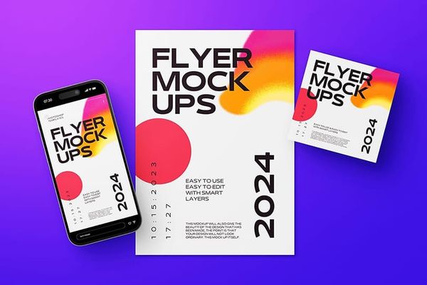 Flyer with Instagram Post & Story Mockup with Bold Purple