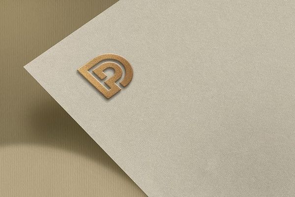 Gold Embossed D Paper Logo Mockup