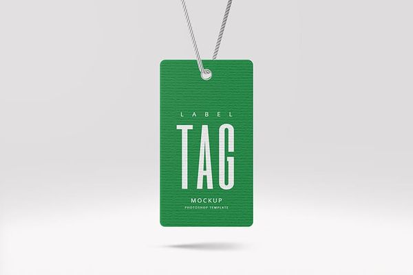 Green Label Tag Mockup With Shadow